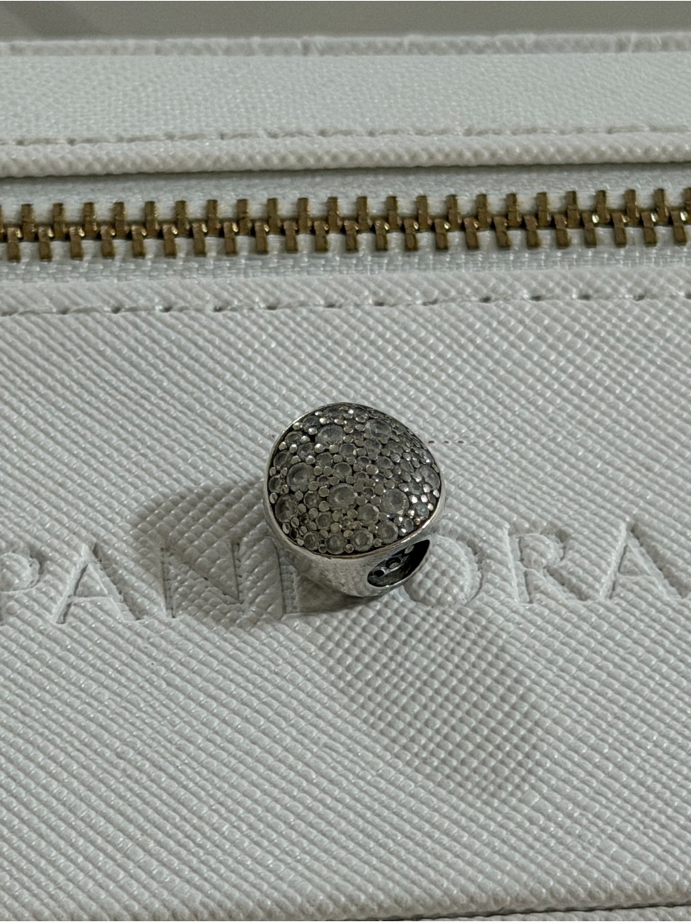 Pandora Silver Pave Clip Charm with Clear Stones